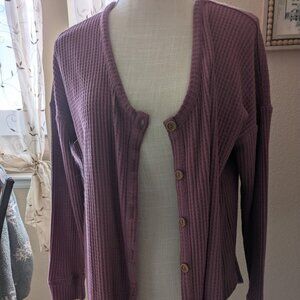 Grace & Lace Thermal Rose waffle button up